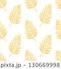 This seamless pattern showcases artistic linocut illustrations of stylized yellow leaves, creating a fresh and vibrant look. Ideal for backgrounds, textiles, and various creative projects 130669998