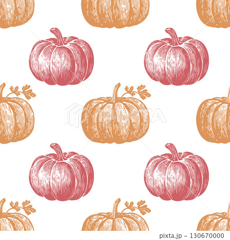 Pumpkin linocut illustration seamless pattern featuring detailed designs in warm colors for autumn decor and seasonal crafts Pumpkin linocut illustration seamless pattern featuring detailed designs in warm colors for autumn decor and seasonal crafts 130670000