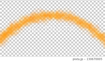 Curved glowing orange smoke arc on transparent background, fog and steam mockup template for digital design 130670005