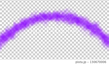 Curved violet or purple smoke arc on transparent background, fog and steam mockup template for digital design 130670006