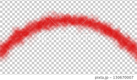 Curved glowing red smoke arc on transparent background, fog and steam mockup template for digital design 130670007