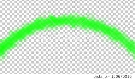 Curved glowing green smoke arc on transparent background, fog and steam mockup template for digital design Curved glowing green smoke arc on transparent background, fog and steam mockup template for digital design 130670010