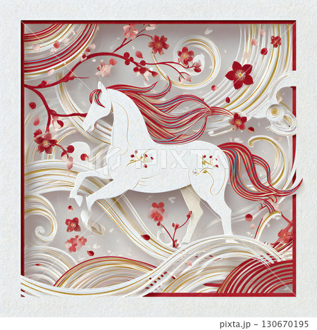 年賀状用素材　馬 130670195