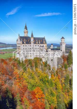 Amazing view of famous Neuschwanstein Castle in autumn. 130670971