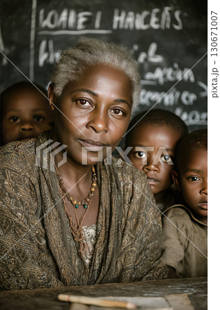 Teacher volunteers in African school with children focused on learning and engagement Teacher volunteers in African school with children focused on learning and engagement 130671007