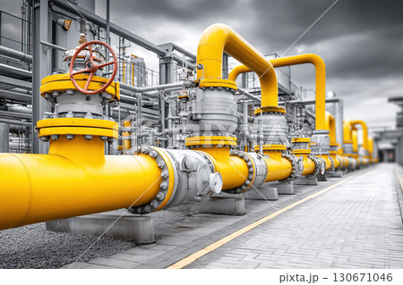 Modern gas pipeline system with advanced sensors and pumps for efficient energy transport 130671046