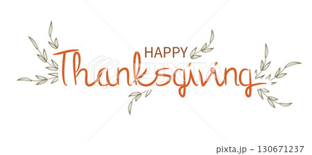 Happy Thanksgiving greeting with leaves element Happy Thanksgiving greeting with leaves element 130671237