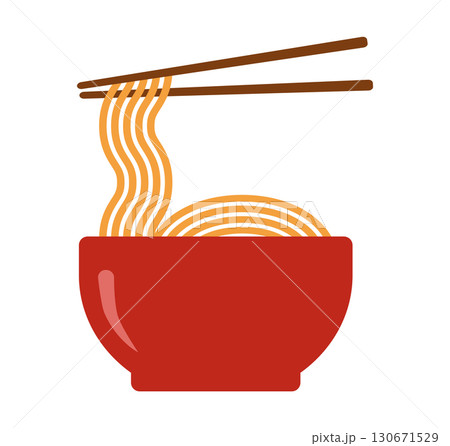 Bowl of noodle cartoon vector illustration. Logo for oriental or Asian restaurant and food stall Bowl of noodle cartoon vector illustration. Logo for oriental or Asian restaurant and food stall 130671529