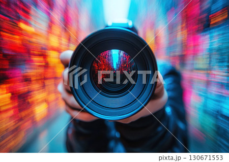 Capturing the essence of passion through a camera lens in vibrant surroundings 130671553