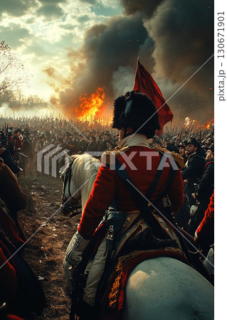 Explosive urban combat during the French Revolution in a military battle setting Explosive urban combat during the French Revolution in a military battle setting 130671901