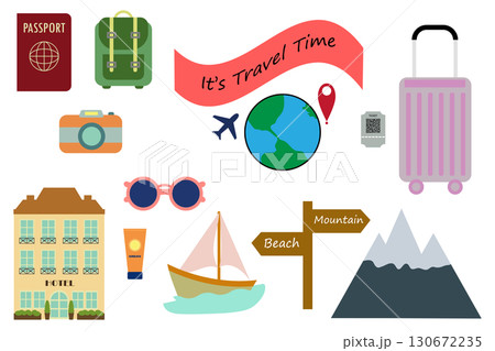 Travel Icon Element Illustration. Decoration for holiday, summer, tourism theme 130672235