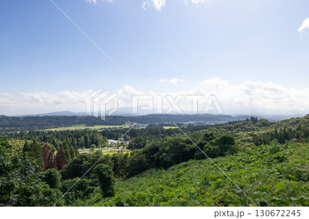 ［山形県　舟形町］舟形若あゆ温泉からの 山河と里の眺め 130672245