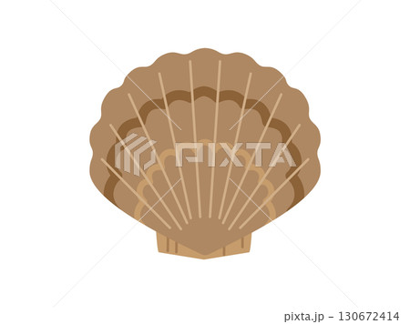 茶色い殻のホタテ貝をイメージしたイラスト 130672414