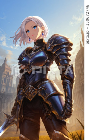【ファンタジー】ナイト　騎士　女性キャラクターイラスト （AI生成画像） 130672746