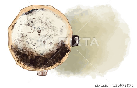 コーヒーをコーヒーフィルターでドリップしているイラスト コーヒーをコーヒーフィルターでドリップしているイラスト 130672870