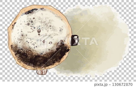 咖啡從咖啡濾網中滴落的插圖 咖啡從咖啡濾網中滴落的插圖 130672870