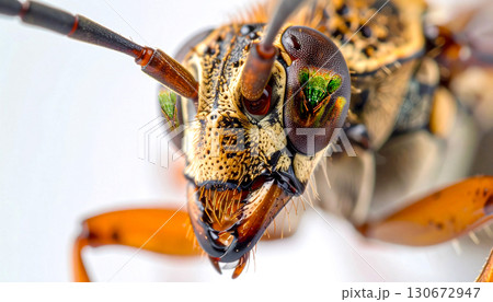 スズメバチの目に映る天敵のカマキリ　generative ai 130672947