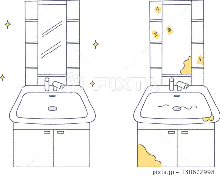 綺麗な洗面台と汚れた洗面台 綺麗な洗面台と汚れた洗面台 130672998