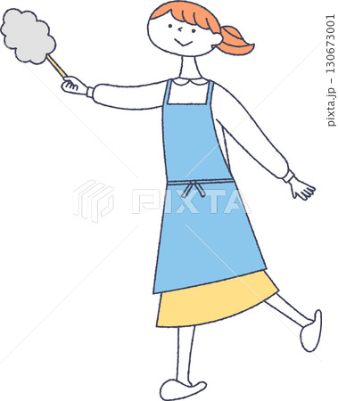 ハンディモップを持つ女性 130673001