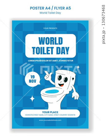 Flyer Design for World Toilet Day with Flat Cartoon Hand Drawn Templates Illustration 130673468