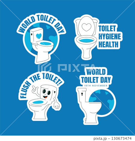 World Toilet Day Label Illustration in Flat Cartoon Hand Drawn Style Background Design World Toilet Day Label Illustration in Flat Cartoon Hand Drawn Style Background Design 130673474