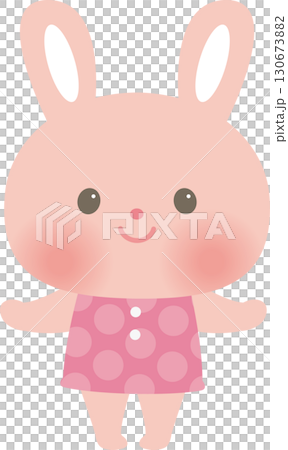 育兒/兒童動物朋友_張開雙臂的微笑兔子（粉紅色） 130673882