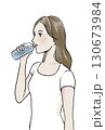 イラスト素材:水分補給・女性 イラスト素材:水分補給・女性 130673984