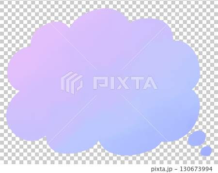 水彩手描き風・もくもく雲形吹き出し・青紫 130673994