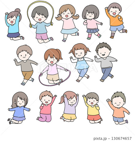 元気な子どもたちイラストセット 130674657