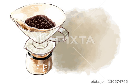 ドリップしてるコーヒーのイラスト ドリップしてるコーヒーのイラスト 130674746