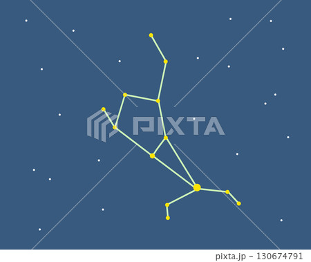 夜空に浮かぶうしかい座のイラスト(星座線のみ) 夜空に浮かぶうしかい座のイラスト(星座線のみ) 130674791
