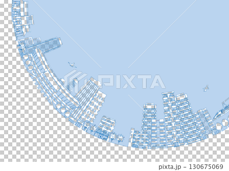 街並みのシルエットイラスト. 大都市のイメージイラスト. 130675069