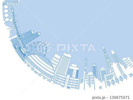 街並みのシルエットイラスト. 大都市のイメージイラスト. 130675071