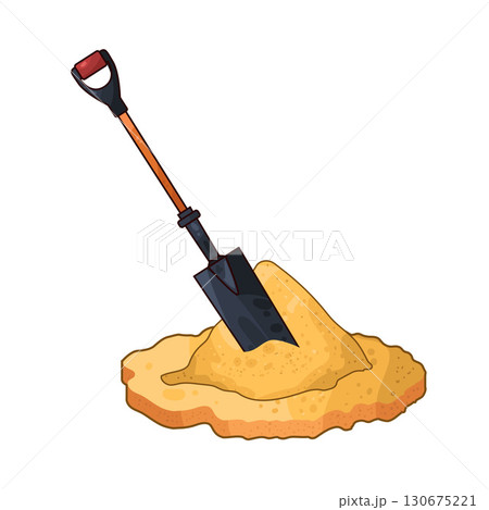 illustration of shovel digging sand illustration of shovel digging sand 130675221