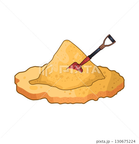 illustration of shovel digging sand 130675224