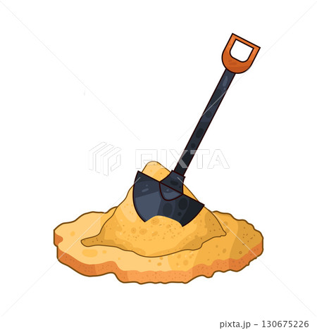illustration of shovel digging sand 130675226