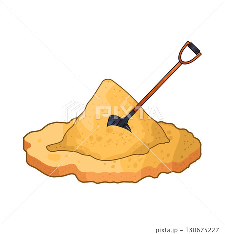 illustration of shovel digging sand 130675227