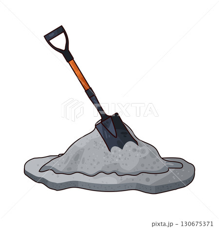 illustration of shovel and sand construction 130675371