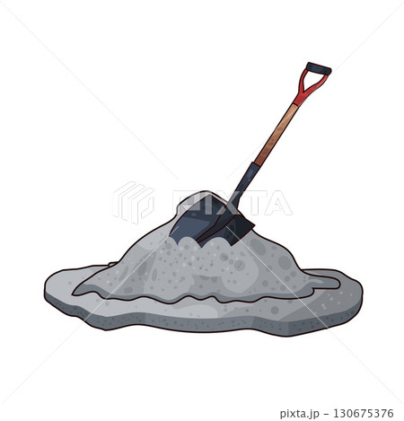 illustration of shovel and sand construction 130675376