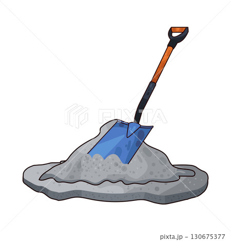 illustration of shovel and sand construction 130675377