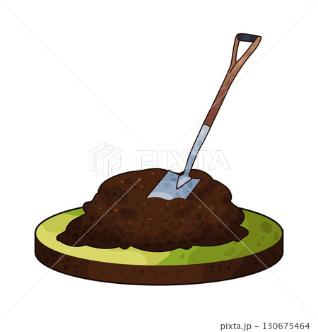 illustration of shovel in dirt illustration of shovel in dirt 130675464