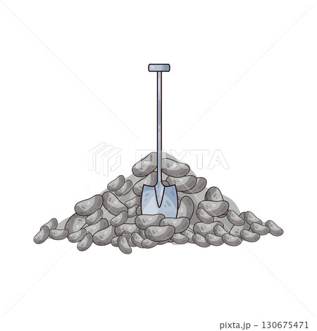 illustration of shovel and gravel stone 130675471