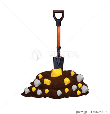 illustration of shovel digging gold 130675607