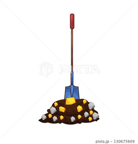 illustration of shovel digging gold 130675609