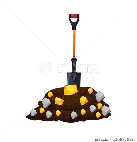 illustration of shovel digging gold 130675612