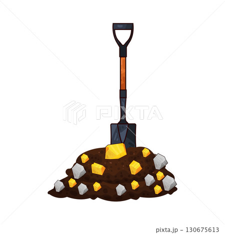 illustration of shovel digging gold 130675613