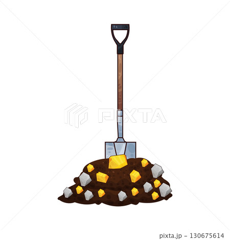 illustration of shovel digging gold 130675614