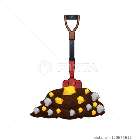 illustration of shovel digging gold 130675615