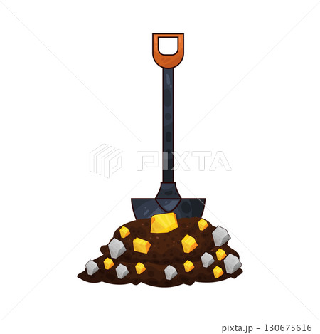 illustration of shovel digging gold 130675616