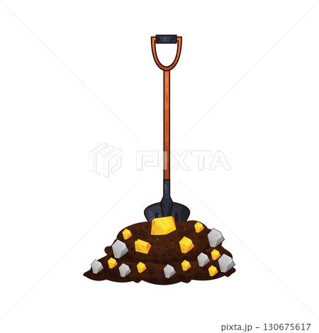 illustration of shovel digging gold 130675617